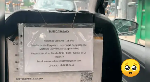 Taxista pega CV de su hija en el auto para que encuentre trabajo y gesto conmuevo en redes Taxista pega CV de su hija en el auto para que encuentre trabajo y gesto conmuevo en redes