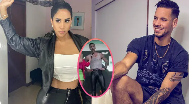 Anthony Aranda y Melissa Paredes bromean sobre el tema del pantalón que vistió el "guerrero" en su presentación.