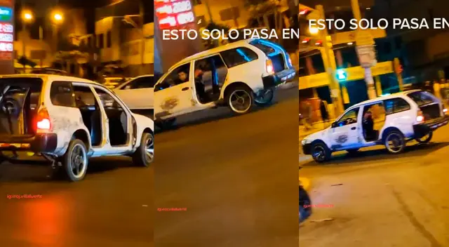 Joven desafía las reglas de tránsito y conduce un inusual vehículo. Joven desafía las reglas de tránsito y conduce un inusual vehículo.