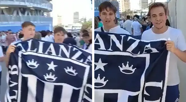 Hinchas del Real Madrid flamearon la bandera de Alianza Lima Hinchas del Real Madrid flamearon la bandera de Alianza Lima