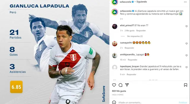 Así calificó SofaScore a Lapadula   
