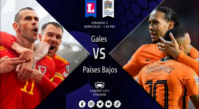 Gales vs. Países Bajos por la Liga de Naciones de la UEFA.