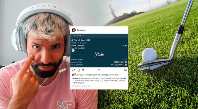 Sergio Agüero realizó una arriesgada apuesta a favor del golfista Cameron Smith