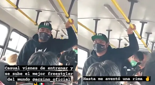 El pasaje no alcanzó ni un minuto y medio Aczino estuvo carreando en transporte público