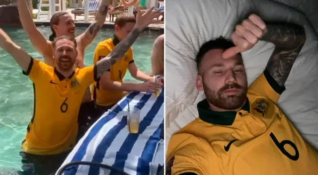 Jugadores de Australia festejaron su pase a Qatar 2022 en Doha, Qatar Jugadores de Australia festejaron su pase a Qatar 2022 en Doha, Qatar