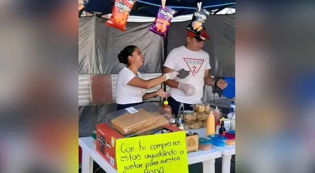 Novios se vuelven tendencia tras colocar negocio de golosinas para juntar y hacer su boda