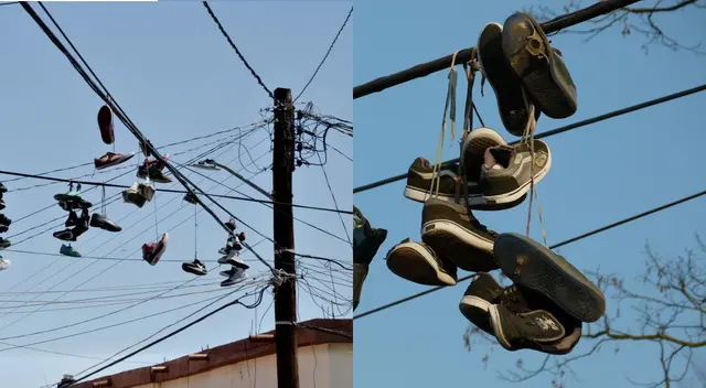 ¿Zapatillas colgando en los cables de los postes? La respuesta es más curiosa de lo que crees ¿Zapatillas colgando en los cables de los postes? La respuesta es más curiosa de lo que crees