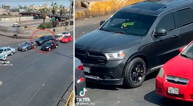 Una Dodge Durango fue captada en la Via Evitamiento con su cartel de taxi colectivo.