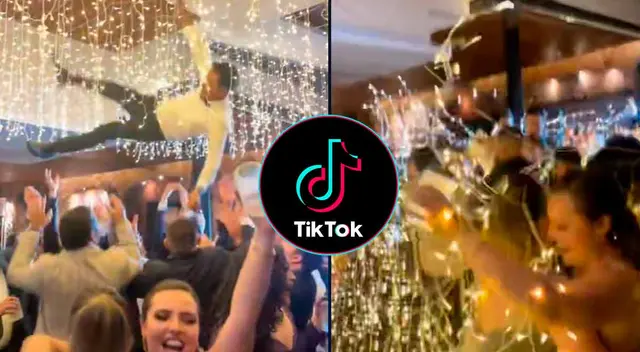 Los invitados de una boda levantaron a un novio hasta el techo sin esperar el desastroso resultado