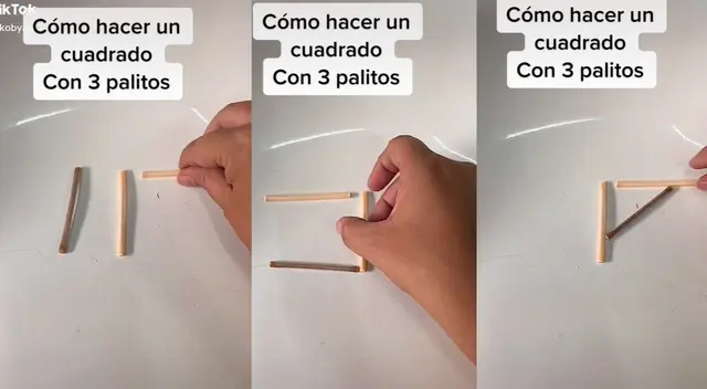 Reto visual: ¿Puedes dibujar un cuadrado con tres palitos?  El desafío viral de TikTok que casi nadie supera