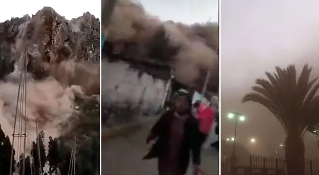 deslizamiento de cerro alarma a la población y deja impresionantes imágenes