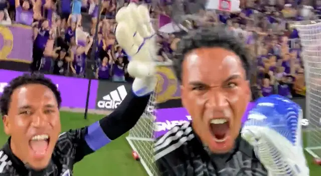 Pedro Gallese y su festejo tras atajar en la tanda de penales con Orlando City