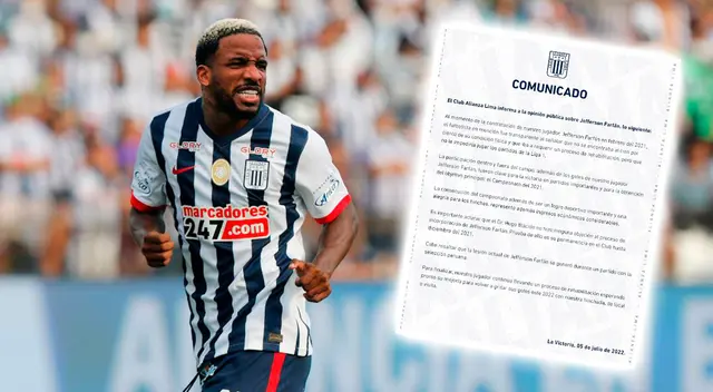 Alianza Lima aclaró situación de Jefferson Farfán Alianza Lima aclaró situación de Jefferson Farfán