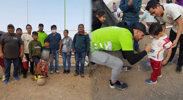 Luis Urruti llegó hasta Asentamiento Humano para participar de construcción de loza deportiva