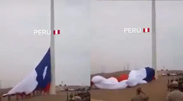 Soldados intentaron colocar bandera de Chile en el Morro de Arica y viento se los impidió