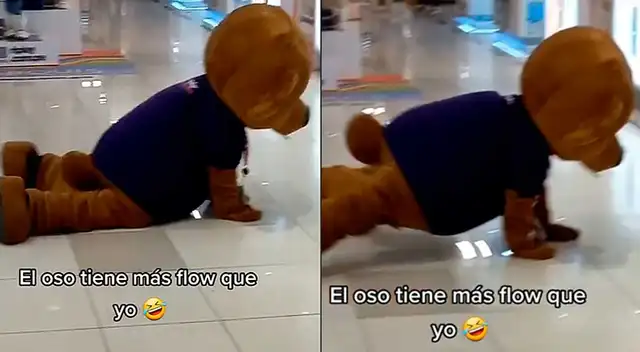 Oso bailarín no tuvo mejor idea que hacer el paso de Anitta para atraer clientes