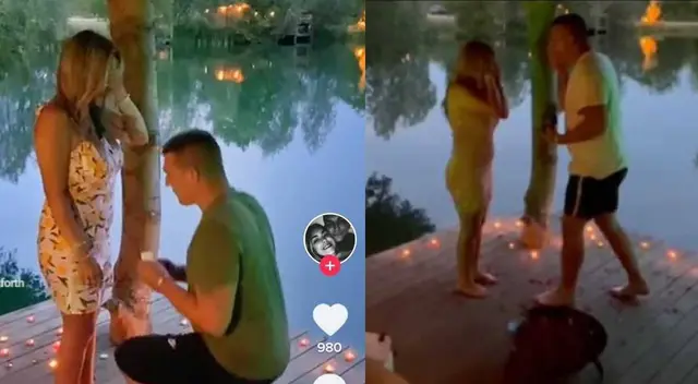 Pareja se vuelve viral en TikTok tras curioso accidente en plena pedida de mano