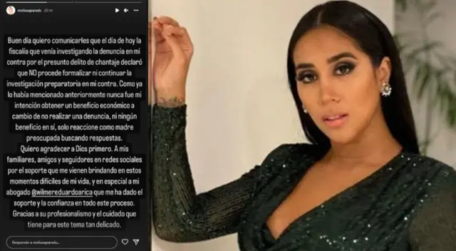 Melissa Paredes informa que denuncia en su contra no procede Melissa Paredes informa que denuncia en su contra no procede