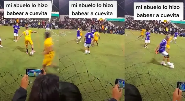 'Cuevita' perdió la pelota en pichanga ante el talento de un abuelito. 'Cuevita' perdió la pelota en pichanga ante el talento de un abuelito.