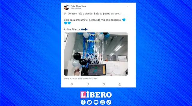 Este trabajador que es hincha de Alianza Lima recibió un buen detalle.