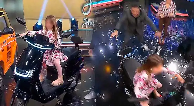 Argentina: Niña de 7 años sube a una moto y pierde el control durante programa en vivo Argentina: Niña de 7 años sube a una moto y pierde el control durante programa en vivo