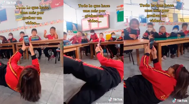 TikTok viral: profesora peruana utiliza curioso 'método' para grabar video de TikTok de sus alumnos TikTok viral: profesora peruana utiliza curioso 'método' para grabar video de TikTok de sus alumnos