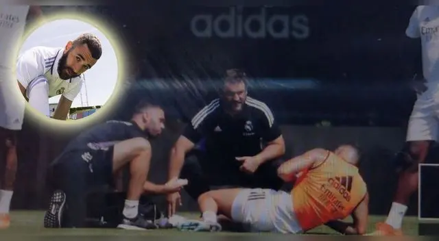 Karim Benzema salió golpeado del último entrenamiento del Real Madrid