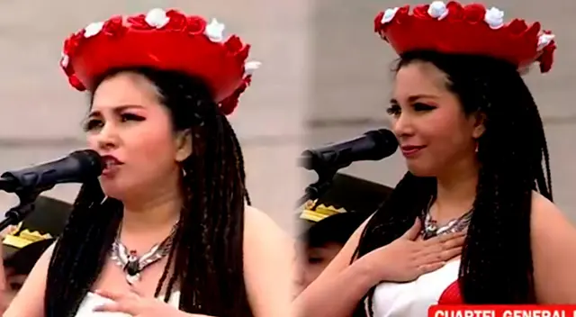 El Himno Nacional en quechua fue entonada por todos los asistentes del desfile militar.