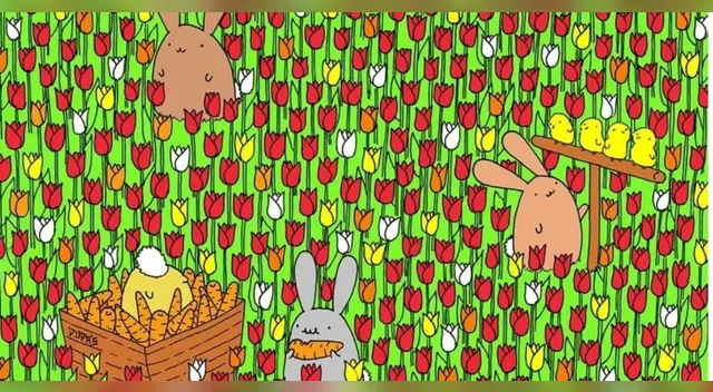 Encuentra el huevo de pascua oculto entre los tulipanes Encuentra el huevo de pascua oculto entre los tulipanes