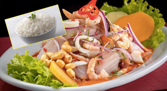 Ceviche con arroz blanco Ceviche con arroz blanco