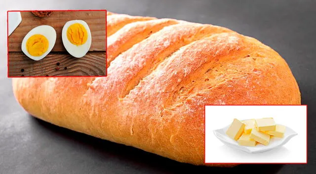 Pan + huevos sancochados + mantequilla Pan + huevos sancochados + mantequilla