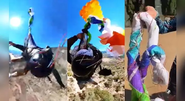 Paracaidista se salva al último segundo, tras enrredarse en el aire y caer en picada - VIDEO