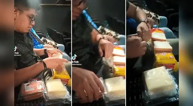 Un joven fue captado preparándose un triple en una sala de cine. Un joven fue captado preparándose un triple en una sala de cine.