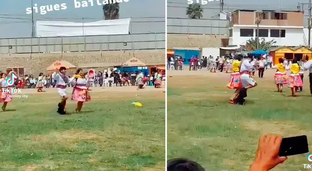 Joven dejó atrás la vergüenza y continuó danzando a pesar de sufrir un problema. Joven dejó atrás la vergüenza y continuó danzando a pesar de sufrir un problema.