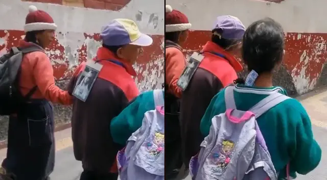 Hombre es captado caminando de la mano juntos a sus dos señoras por la calle Hombre es captado caminando de la mano juntos a sus dos señoras por la calle