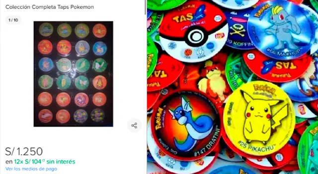 Peruano presume su colección de taps de Pokémon y pide 1250 soles por ellos: