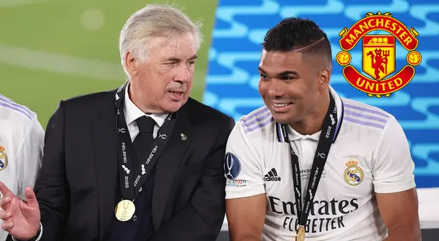 Casemiro y Carlo Ancelotti luego de ganar un torneo con Real Madrid Casemiro y Carlo Ancelotti luego de ganar un torneo con Real Madrid
