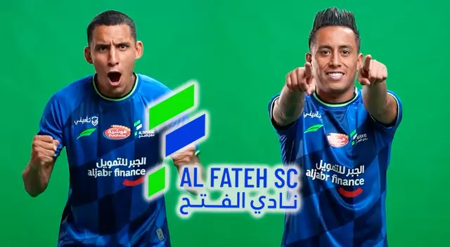 Alex Valera y Christian Cueva posaron con la nueva piel de Al-Fateh