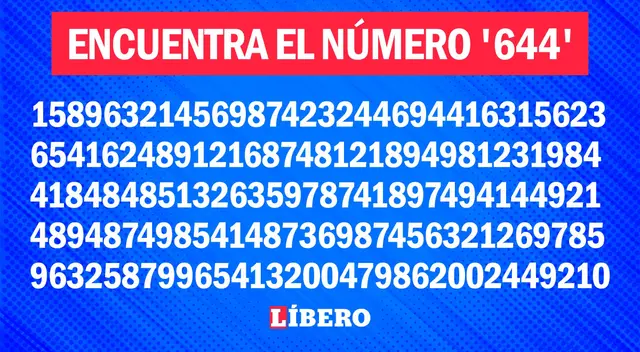 Tienes 7 segundos para encontrar al número '644'. ¿Crees que puedas lograrlo?