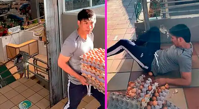 Joven llevaba jabas de huevo, su jefa lo apuraba y termina todo mal: Joven llevaba jabas de huevo, su jefa lo apuraba y termina todo mal: