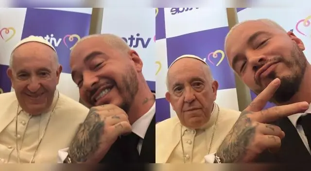 J Balvin posa junto al papa Francisco durante el Vitae Summit 2022