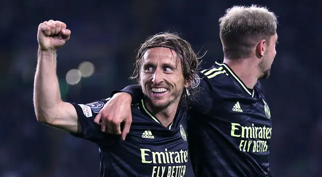 Luka Modric celebra su gol con Real Madrid Luka Modric celebra su gol con Real Madrid