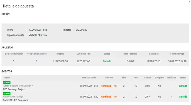 Apuesta deportiva ganadora   