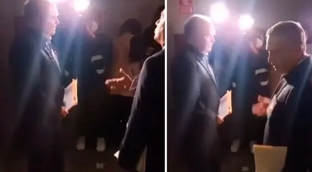 Tenso momento previo al debate de las Elecciones 2022. López Aliaga le negó el saludo a Urresti.