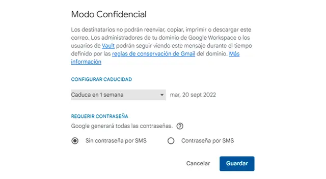 Gmail y su 'Modo confidencial'   