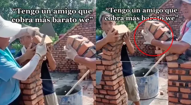 Albañiles realizan una técnica novedosa y sorprendes a usuarios de TikTok.