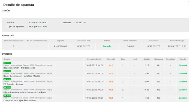 Apuesta deportiva ganadora   