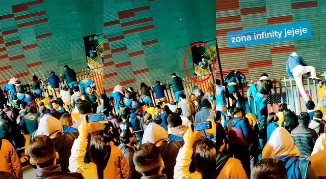 Fanáticos cruzan la reja para ingresar al concierto de Coldplay. Fanáticos cruzan la reja para ingresar al concierto de Coldplay.