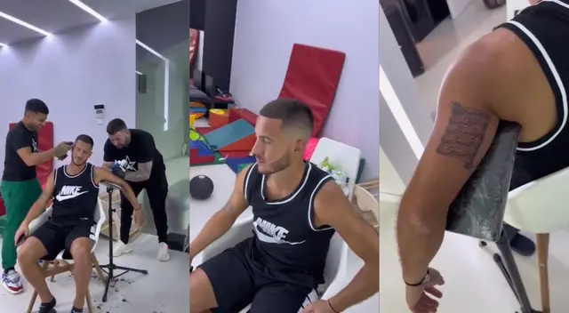 Eden Hazard renovó su look y se tatuó el nombre de sus hijos