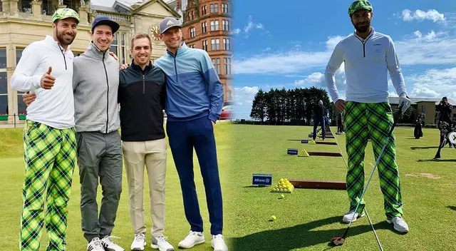 Claudio Pizarro jugando golf con Philipp Lahm (casaca oscura). Claudio Pizarro jugando golf con Philipp Lahm (casaca oscura).